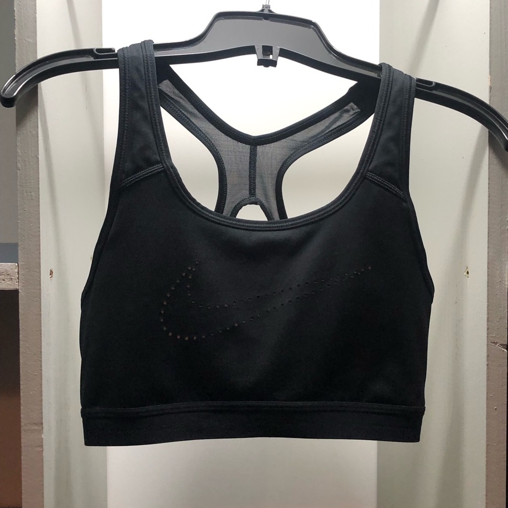 Nike Black Racerback Perforated Swoosh Sports Bra
